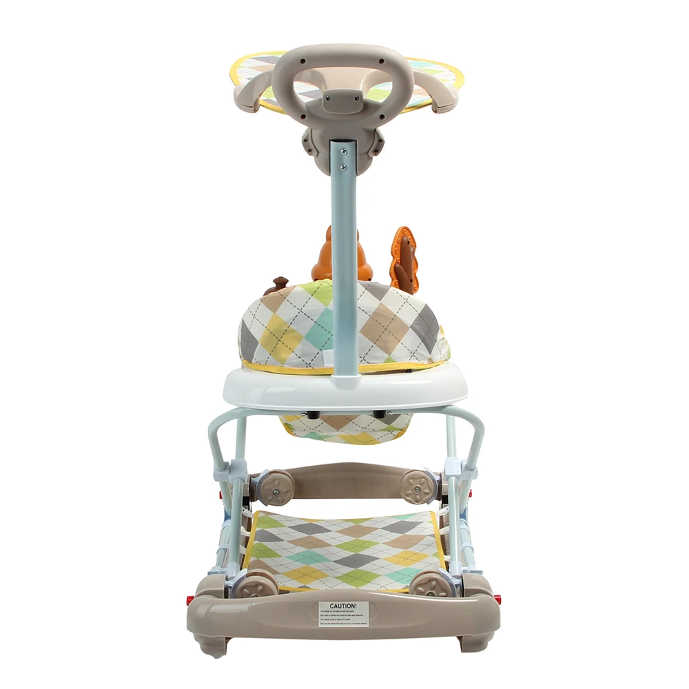 Factory  3 in 1 Multifunctional Cartoon Collapsible Rocker Baby Walker with Canopy