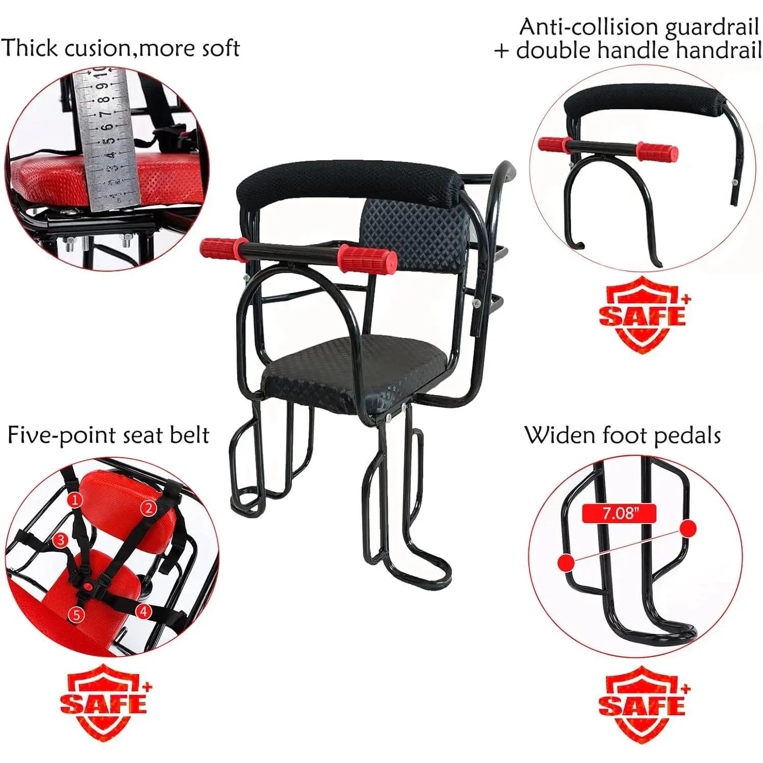 Premium Rear Kid's Bike Seat Secure Attachment for Adults Outdoor Safety for Toddlers and Children - Image 2