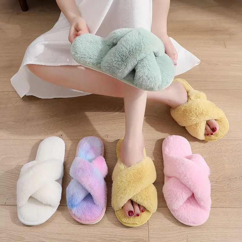 Alibaba Faux Fur Luxury Slides Slippers Designer Furry Slides Warm