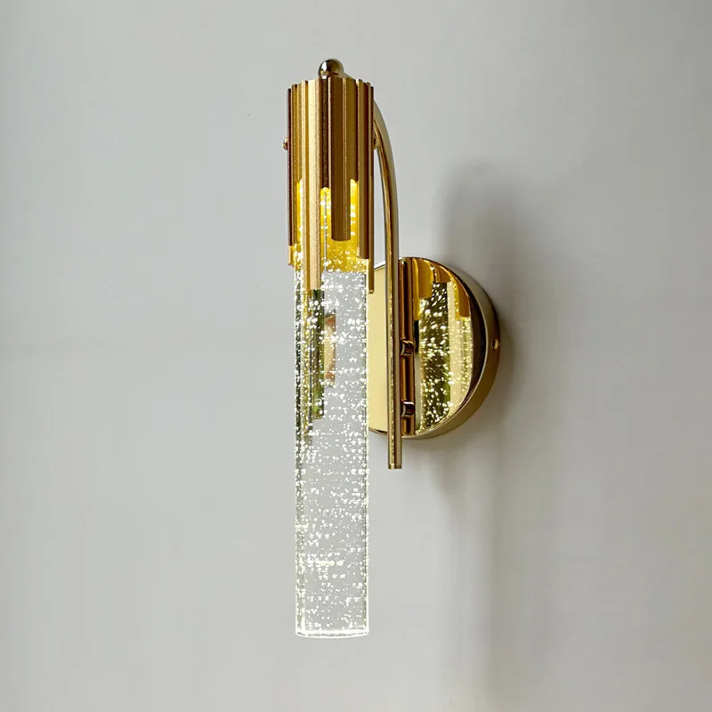 Lampe murale nordique moderne en or luxueuse à LED, décoration intérieure pour la maison, abat-jour en tube de verre pour villa, hôtel, chambre à coucher et salon