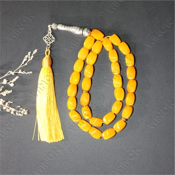 Wholesale Yellow Natural Agate Stone Muslim Rosary Beads For Muslim Prayer 33 Beads Arabic Tasbih