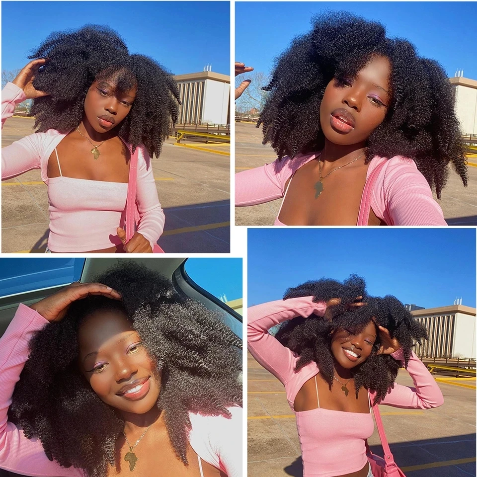 Perucas Sintéticas de Renda com Tranças Marley Estilo Afro Crespo Cacheado  Macio e Fofo para Mulheres Negras Cabelo Yaki Africano de Ondas Profundas  para Cosplay, image size:960x960