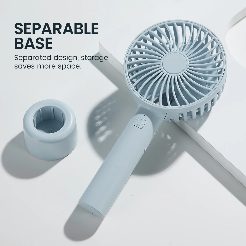 IMYCOO New Design Portable Rechargeable Powerful Mini Fan Handheld With Base Custom Logo Type-c Charger Hand-held Fan KC ROSH CE