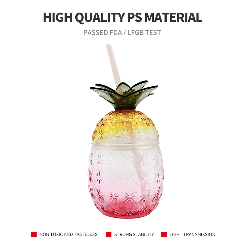 Высокое качество низкая цена в американском стиле одностенная цветная форме ананаса соломенная кружка с
