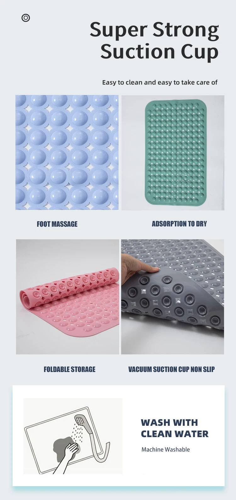 Anti Slip Bath Mat Custom Size Bathroom Floor Mat Shower Mat Non Slip