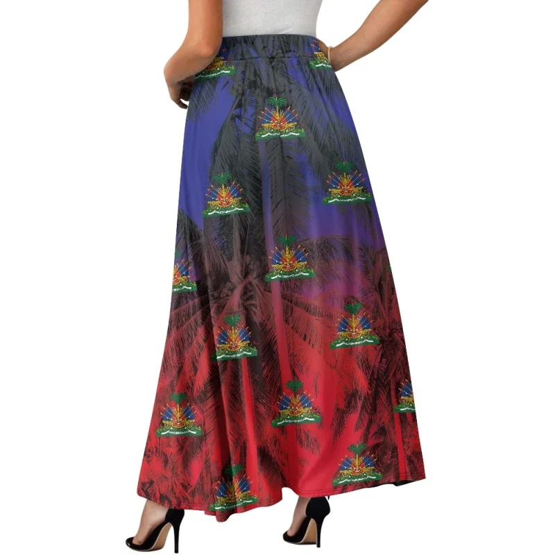 Haiti Style Pattern a Line Women Long Skirt Dropshipping Wholesale in Bulk Graceful Drees Personality Casual Gown for Ladies