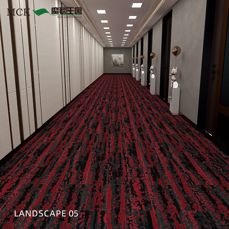 Magic Carpet Kingdom Factory Custom PVC Backing 25x100 cm Nylon New Design Commercial Hotel Square Carpet Tiles With Good Price