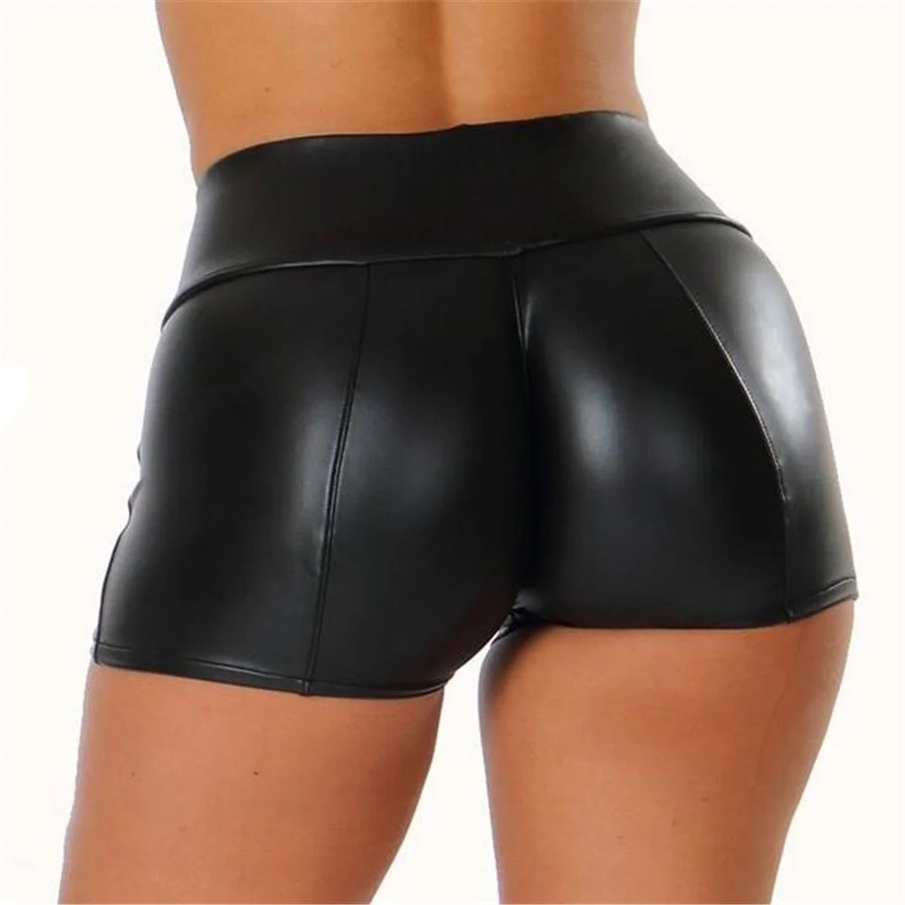 Black Women Pu Leather Shorts Hot Pants 