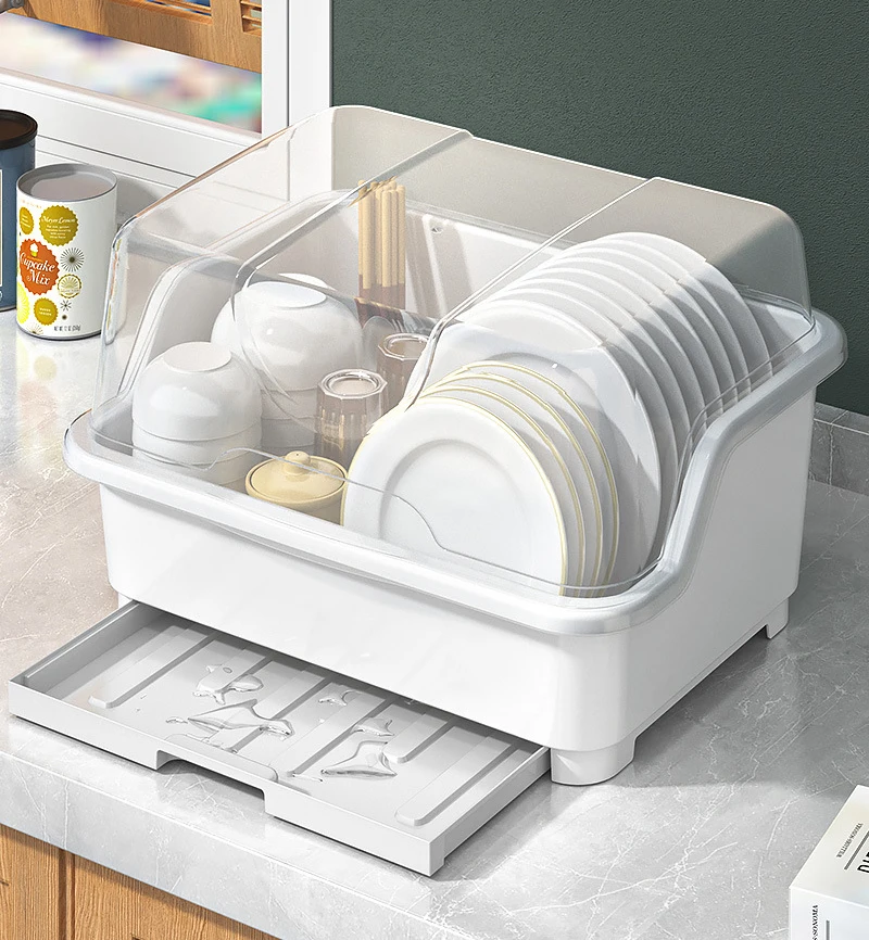 Ds2092 Tableware Storage Box Kitchen Dish Drying Rack Tray Dish Drainer Plastic Dish Drying Rack