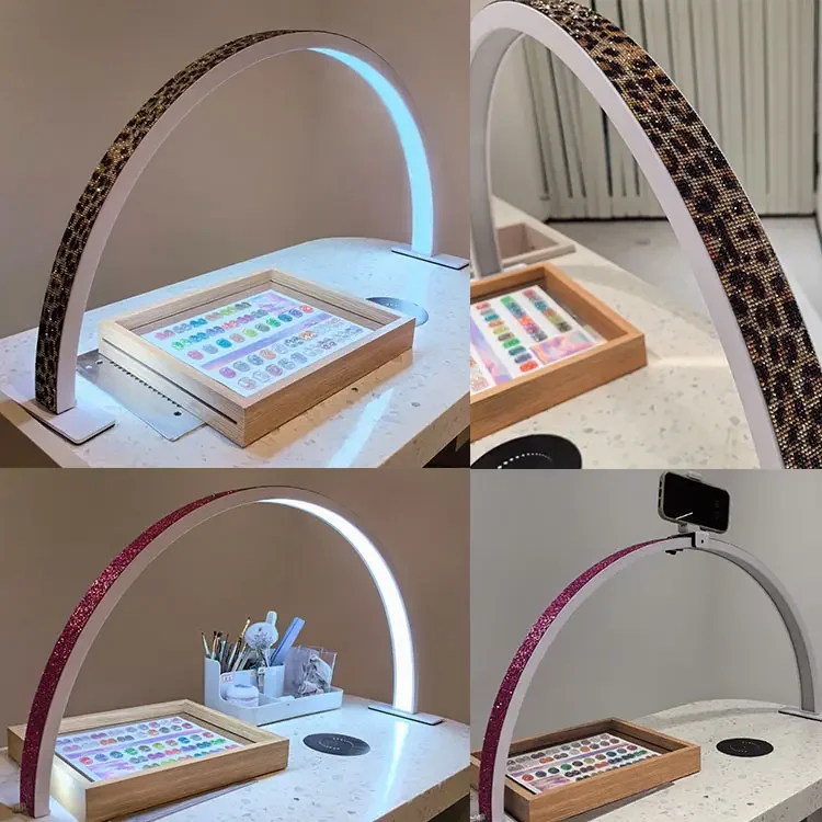 Multi Models Shadowless OEM 76cm 48W 30inch Half Moon Nail Lamp Foldable Arc LED Light Table Reading Craft Repair Desk Lamp