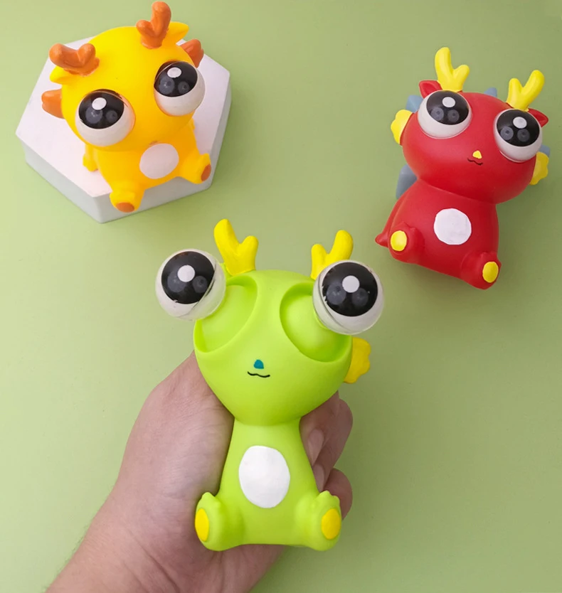 Creative Dragon Eye Popping Toy Soft Kawaii Fidget Eyes Pops Out Squeeze Toy for Kids and Adults