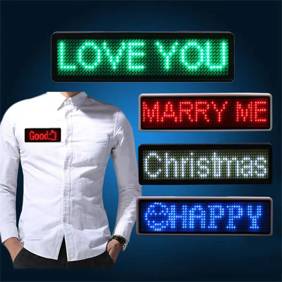 Mini Led Running Message Display Magnetic Led Name Pin Badge Moving ...