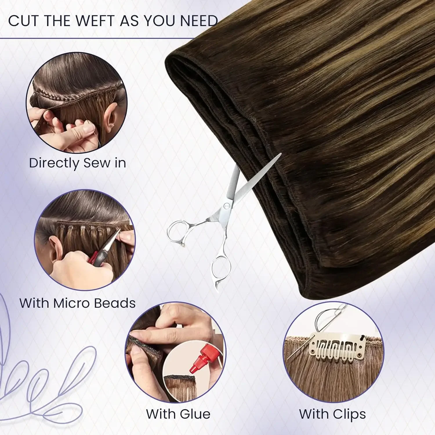 LaaVoo Weft Haarverlängerungen zum Einnähen für Frauen, 24 Zoll, 100 g, 100 % Remy-Echthaar, natürliches brasilianisches Menschenhaar, blondes Weft_voghion.com
