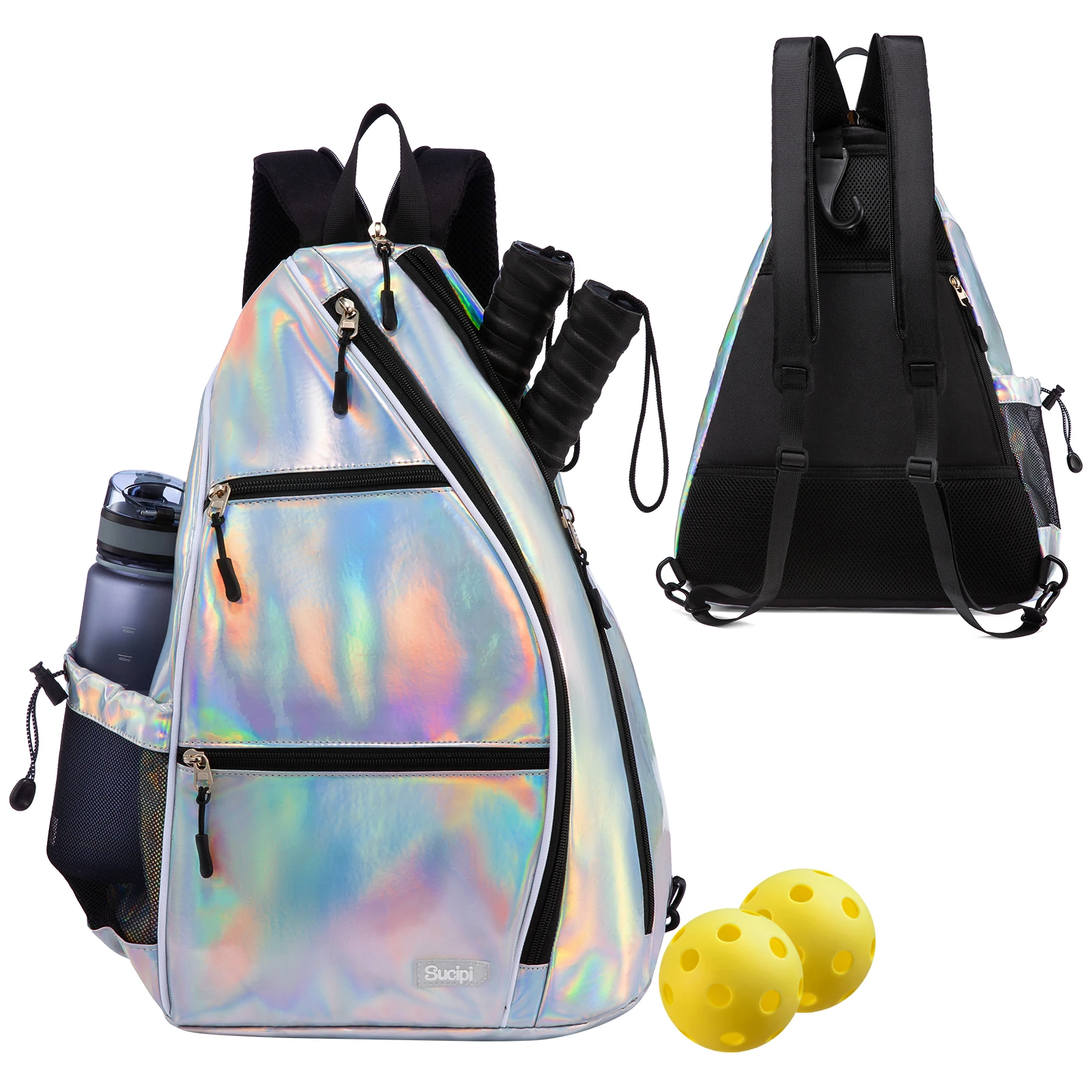 PYFK Geometric Backpack Luminous Holographic Purse