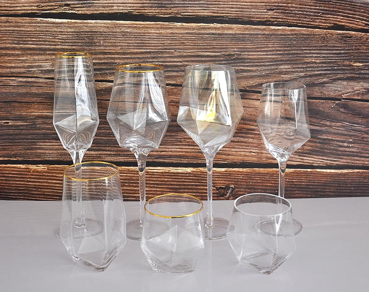 Wholesale Unique Clear Crystal Diamond Shape Wine Glasses Geometric