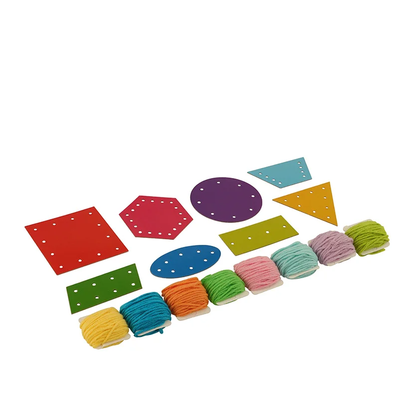 PR059  Wool Knitting Activity with Tray  Montessori Kids Wooden Educational Children Toy Practical Life Montessori