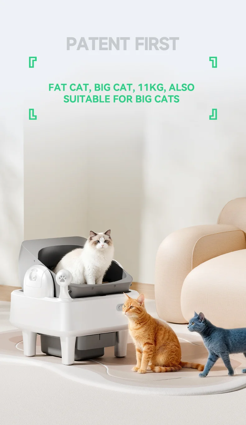 Extra Large Open Smart Cat Litter Box with Dual Negative Ion Deodorizer Automatic Self-Cleaning Anti-Splash Cat Litter Tray factory