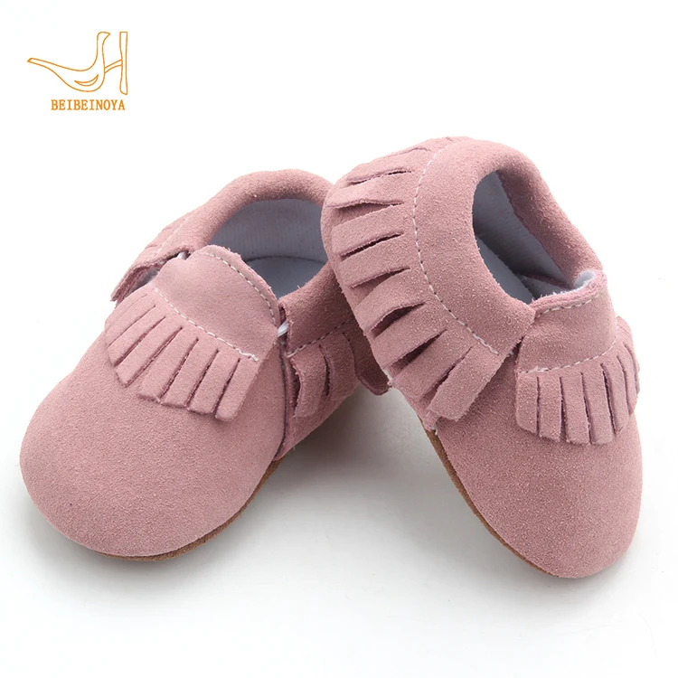 Soft Rubber Sole Leather Baby Moccasins Handmade Tassel Shoes Infant Shoes Moccasin