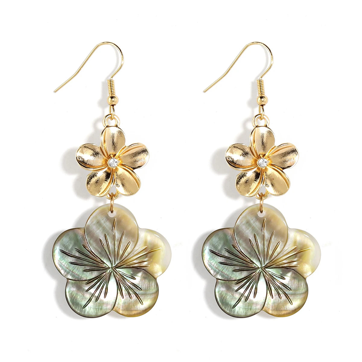 Cheap Cost Low Moq Hawaiian Mother Of Pearl Flower Earrings Jewelry