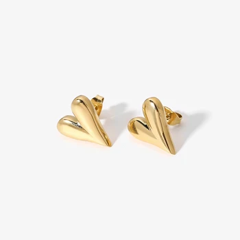 Minimalist Hypoallergenic Stainless Steel 18k Gold Plated Cute Heart Stud Earrings for Women Waterproof Jewelry Christmas Gifts