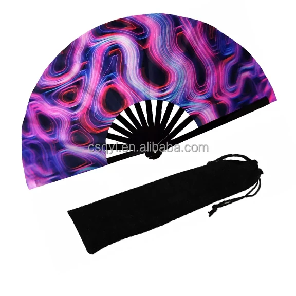 33cm Single Side Fabric Custom Printed Kung Fu Fan Folding Large Chinese Hand Fan