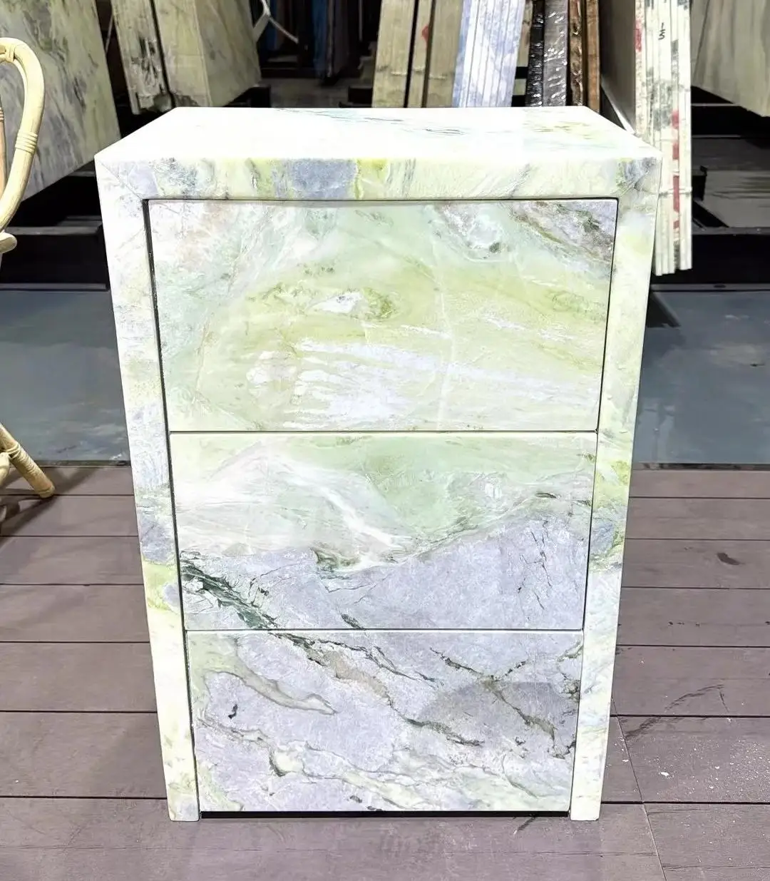 High Quality Light Green Marble Cabinets Elegant Designs for Indoor Kitchens & Bathrooms Customizable-Factory Direct Sales