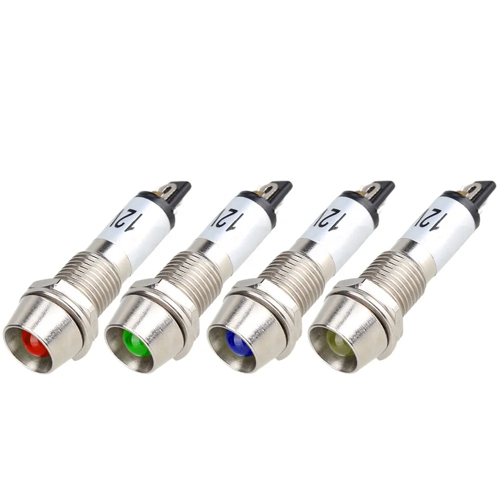 XD8-1 8mm Metal LED Dash Indicator Power Signal Light 12V
