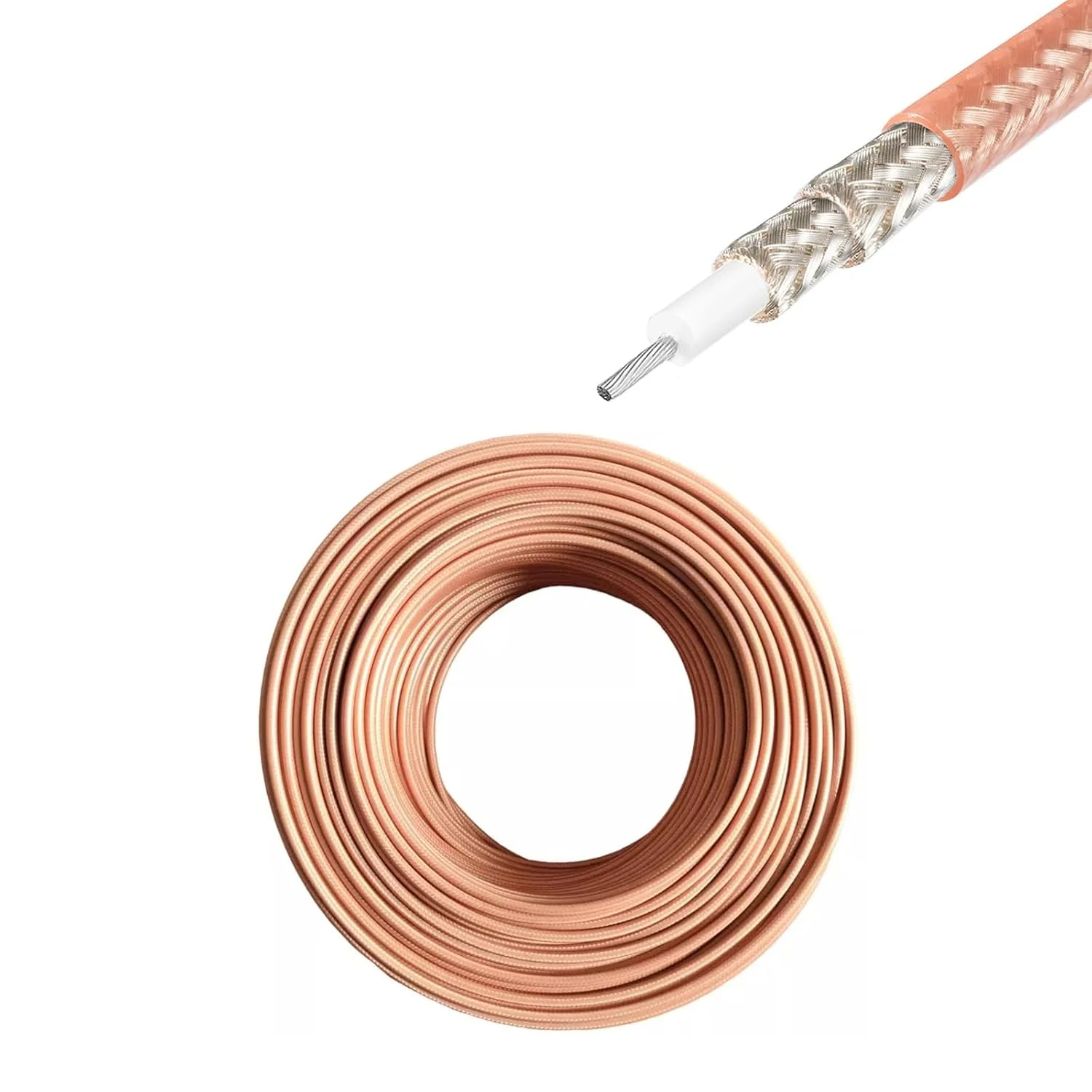 1000ft 305m  RG400 RF Communication Semi-flexible Coaxial Cable 50 Ohms FEP Jacket Double Braid Shielded  Low Loss