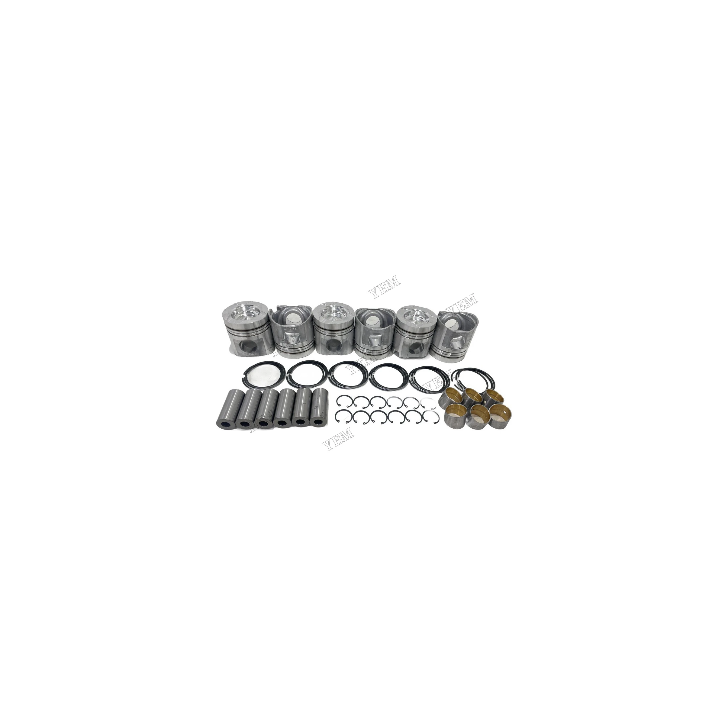 Cylinder Piston and Piston Ring Kit Compatible for Komatsu 6D125 Replacement Aftermarket Engine Spare Parts