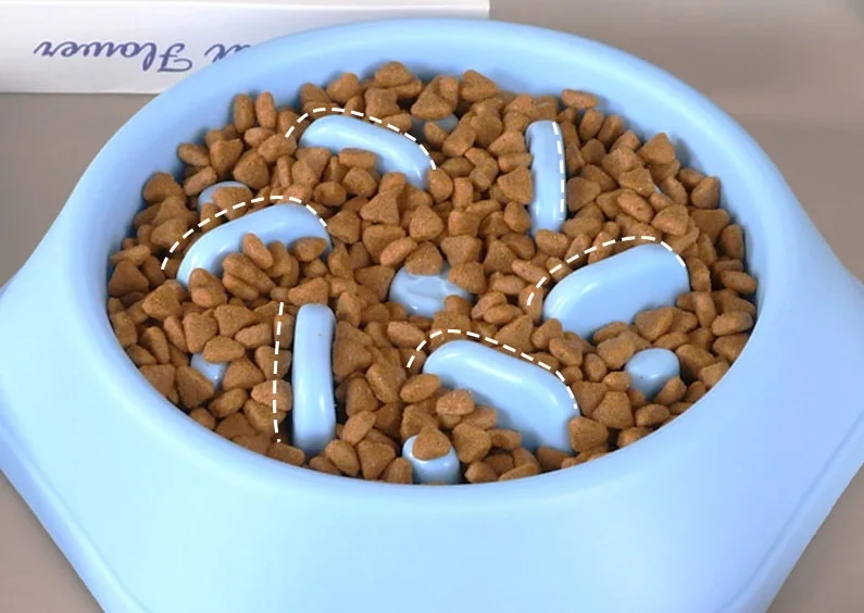 Бытовая круглая полипропиленовая Роскошная миска для домашних питомцев, миска для корма собак, портативная миска для собак под заказ, медленные кормушки