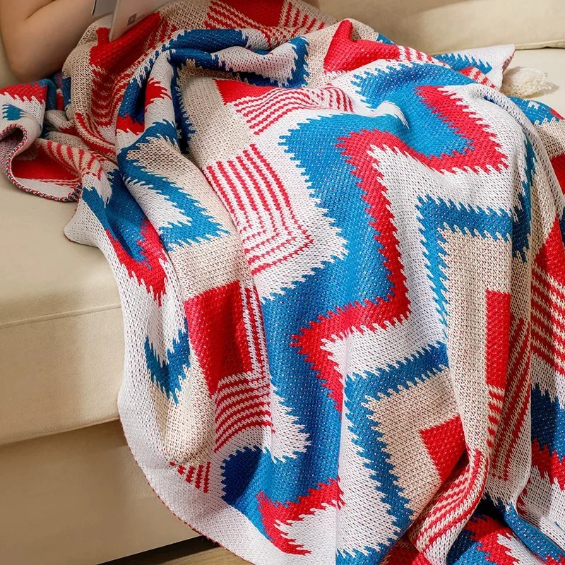 Camping Defective Knitted Bohemian Ethnic Style Double-Layer Thickened Sofa Blanket