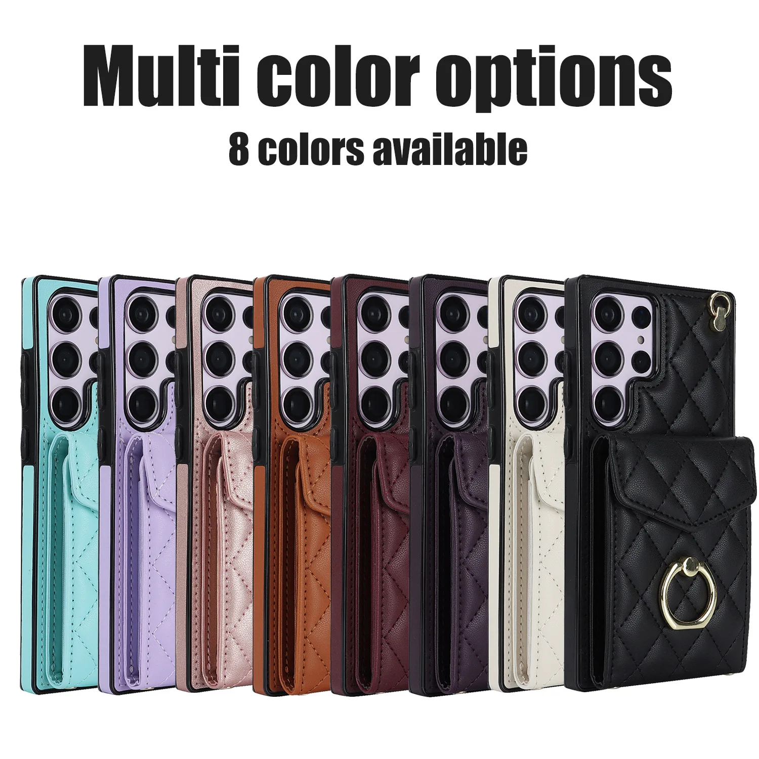 Crossbody Accordion Leather Case with Card Slot and Ring Holder For Phones For Samsung Galaxy S24 S21 Plus Ultra details