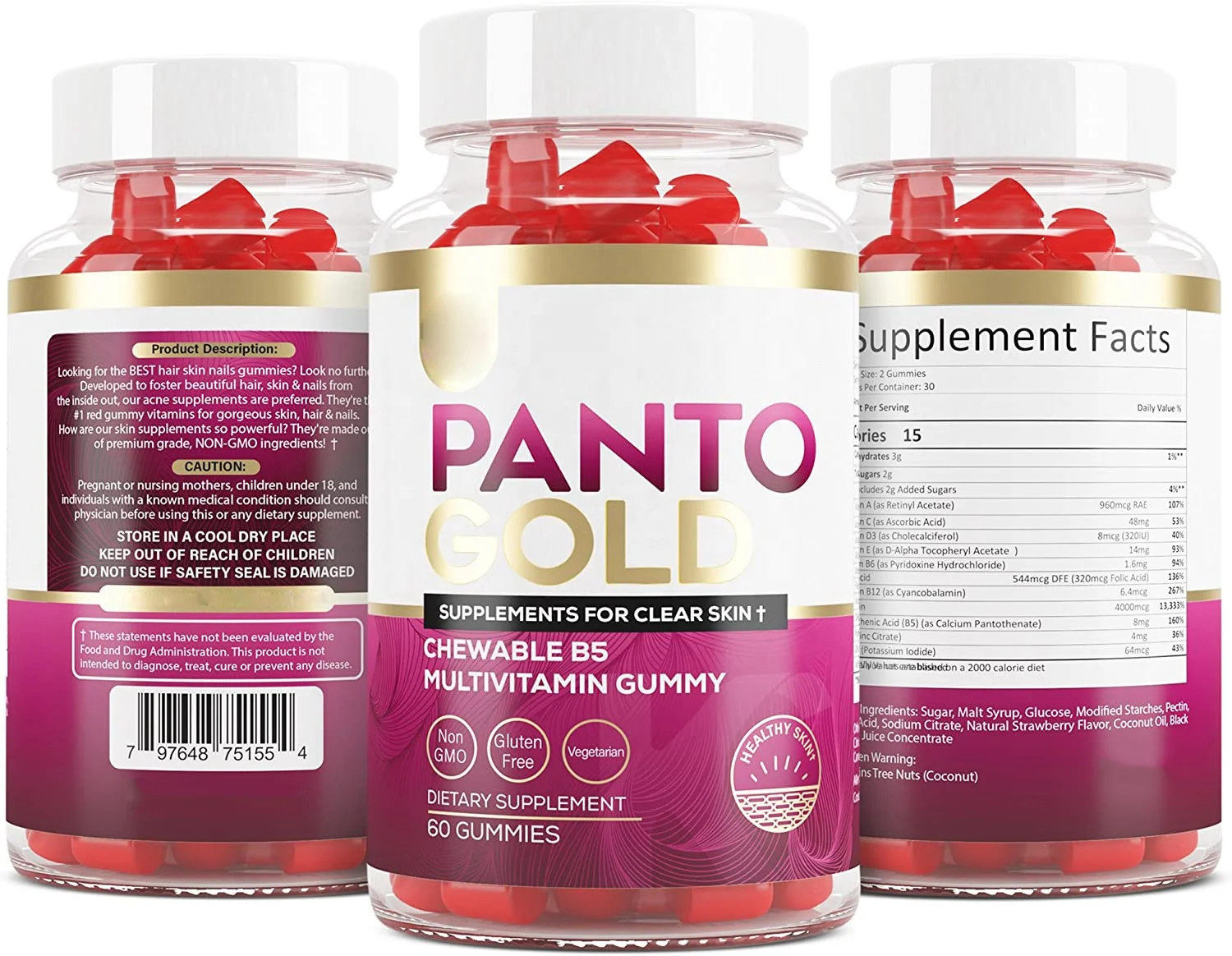 Anti Acne Pantothenic Acid Zinc Biotin Gummies Hair Skin And Nails