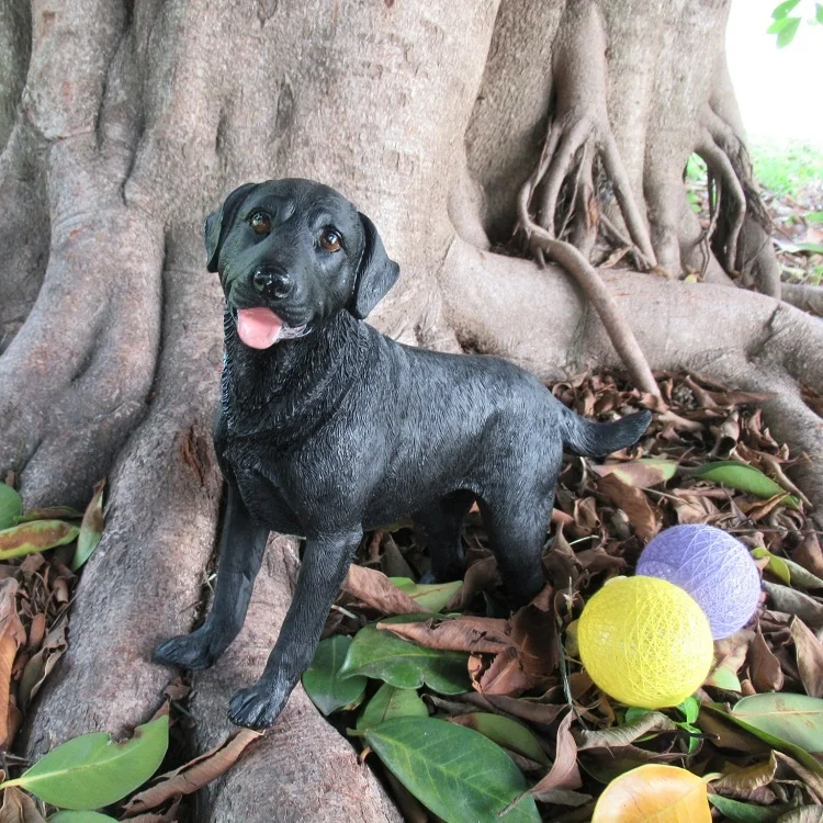 Clever Harz-Hundefigur Labrador Statue - Graue Retriever-Skulptur, 27,9 Cm Hoch, Lebensecht, Für Garten & Wohnung