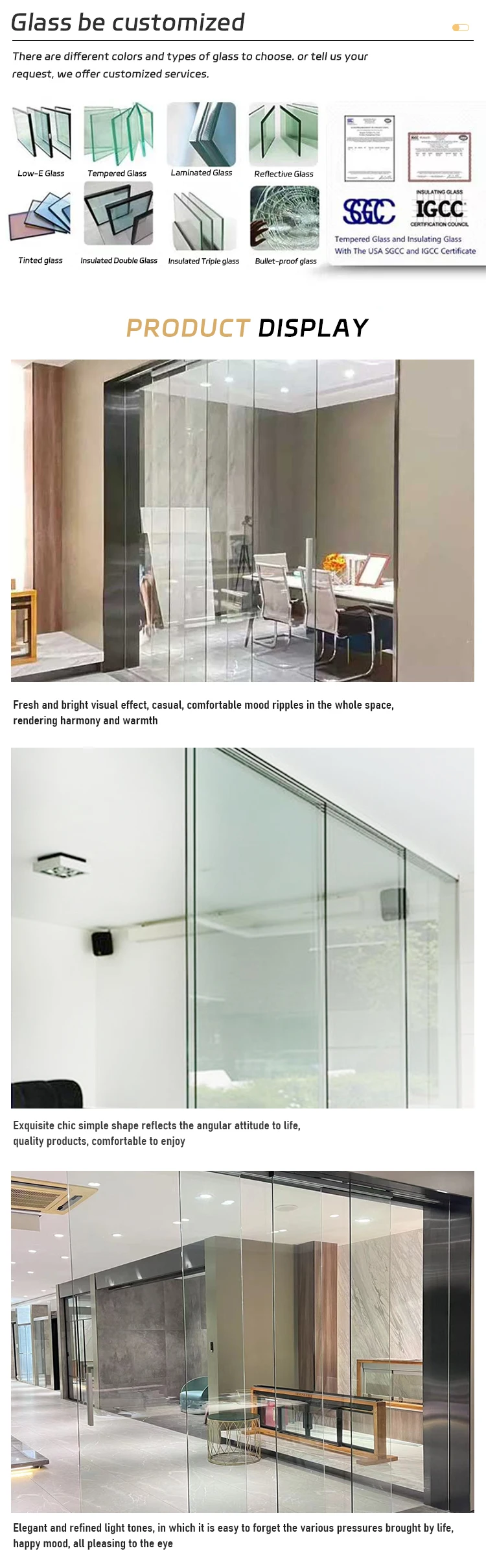 Frameless Glass Door Office Interior Door Partition Stacking Glass ...