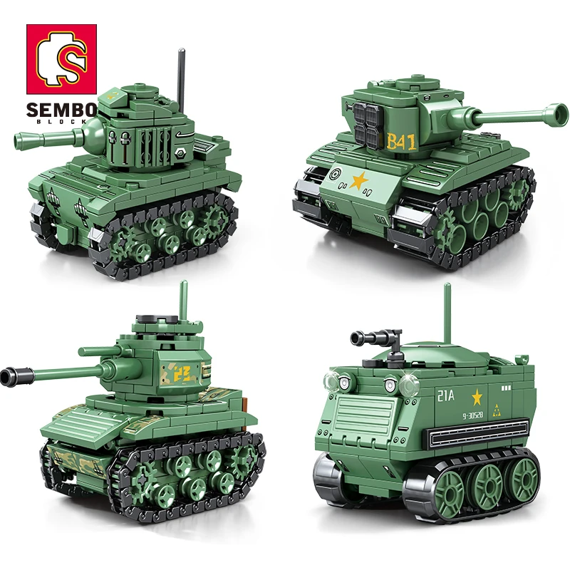 Sembo Soldier Series Tank Model Building Block Set 708pcs 207100-207103  Military Toys for Boys and Unisex Plastic