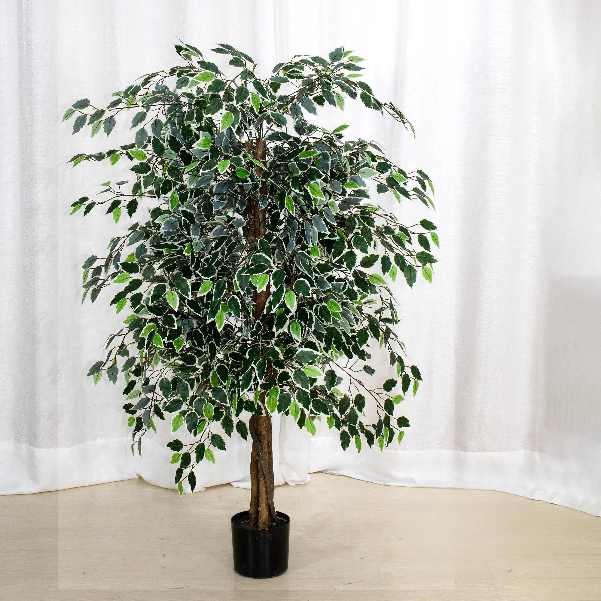 I737 искусственное баньяновое дерево с белыми краями листья искусственные растения для украшения оптовая продажа онлайн-упаковка