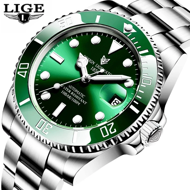 LIGE Men Wrist 6801 High Quality Mechanical Watch Clock Fashion Charm  Watches Mens Steel Waterproof Watch Reloj Erkek Kol Saati