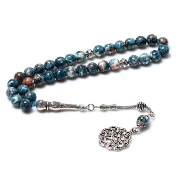 New Turkish Jewelry 8MM 33 beads Blue Rain Stone Colored Islamic Prayer Beads 33 Tasbih tesbih muslim misbaha subha rosary bead