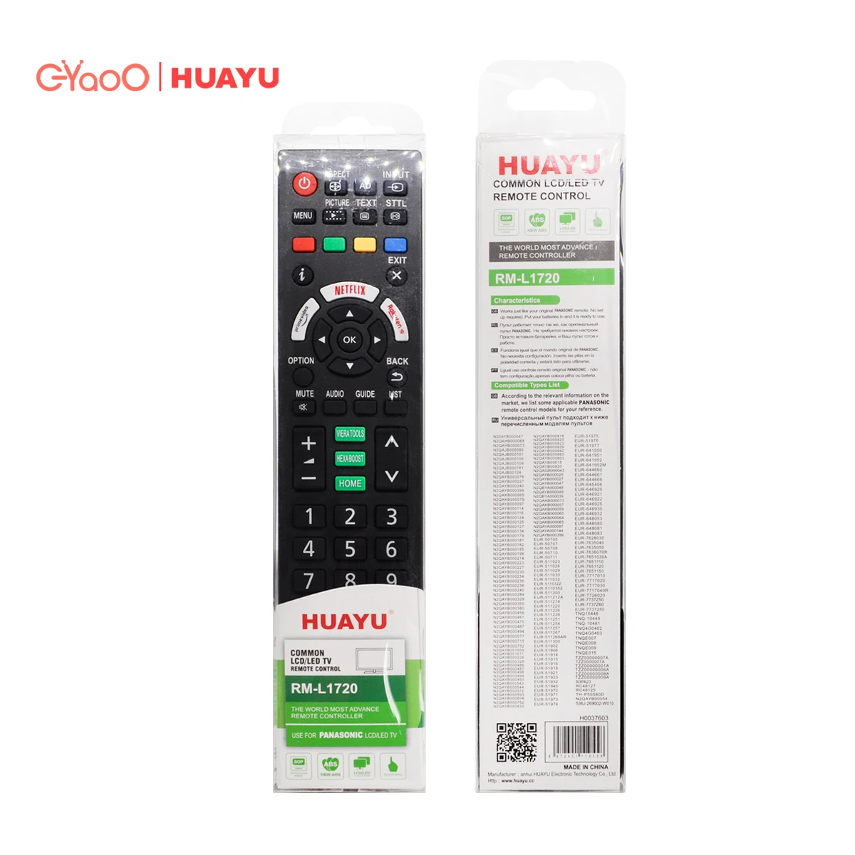 Universal Remote Control for Panasonic TVs – HUAYU RM-L1720, Smart