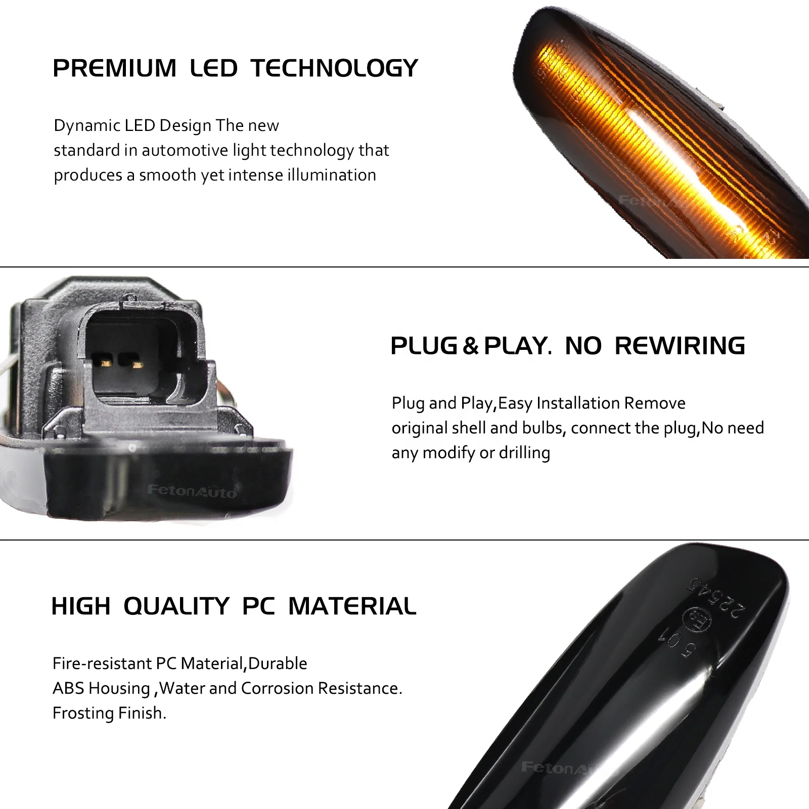 6 Options LED Sequential Side Marker signal Lights for Peugeot 308 3008 207 RCZ 5008 Citroen C4 C3 C5 DS3 Blinker Indicator Lamp