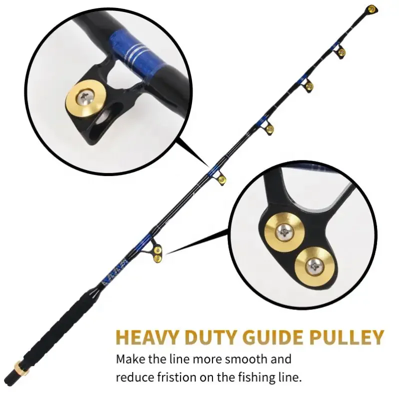 BlueSpear 100lb 130lb 2 Roller Guides+1 Swivel Tip Boat Fishing Pole Heavy Duty 2Piece Butt Fishing Trolling Rod BlueSpear 100lb 130lb 2 Roller Guides+1 Swivel Tip Boat Fishing Pole Heavy Duty 2Piece Butt Fishing Trolling Rod