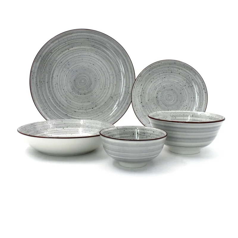 Timeless Classic Grey Colour Speckled Porcelain Dinner Set - Buy ...