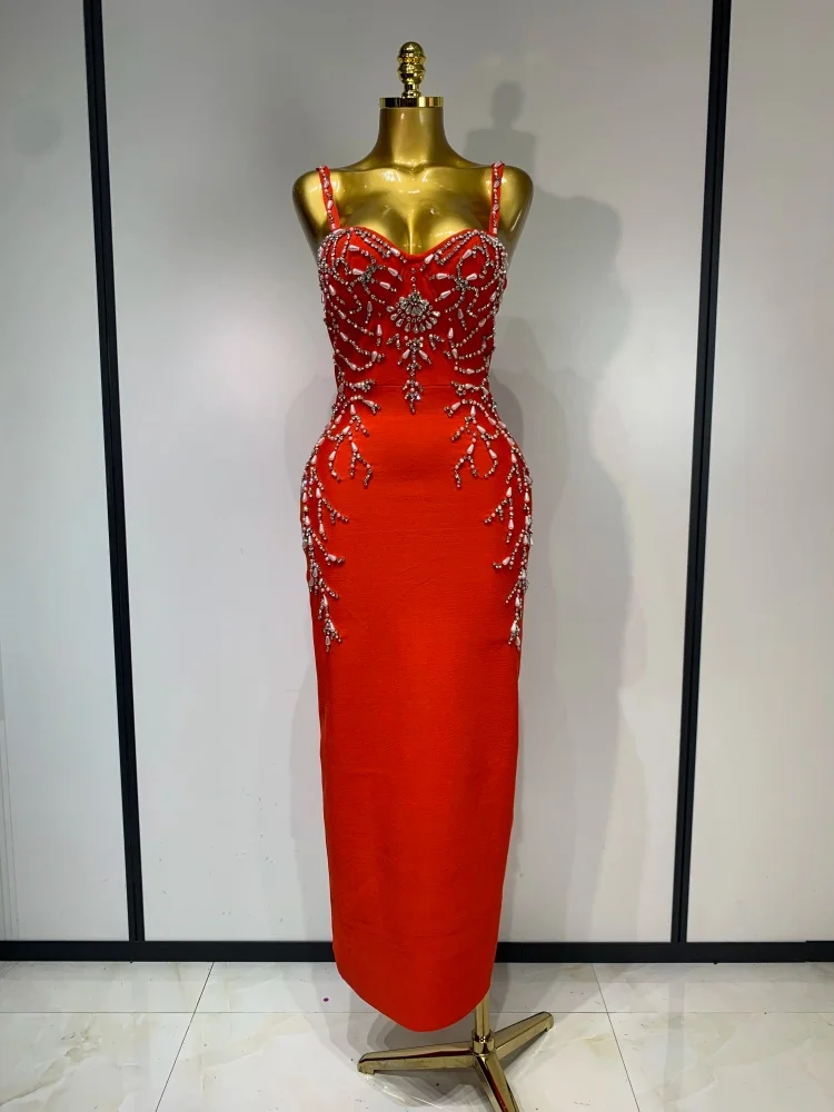 Bandage dress coral red