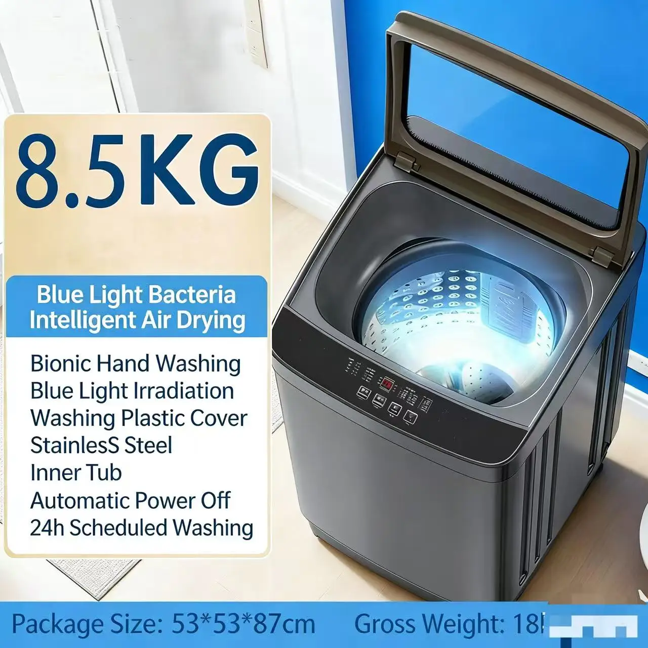 Full-Automatic Small Pulsator Household Washing Machine with Large Capacity Elution Dryi aperçu 2
