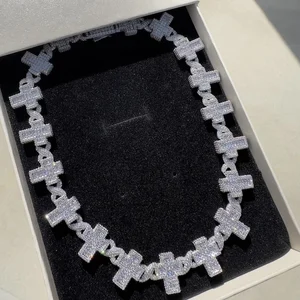 Diamond Tester 6mm 925 Silver VVS Moissanite Iced Out Infinity Design Cuban Link Necklace and Bracelet Set