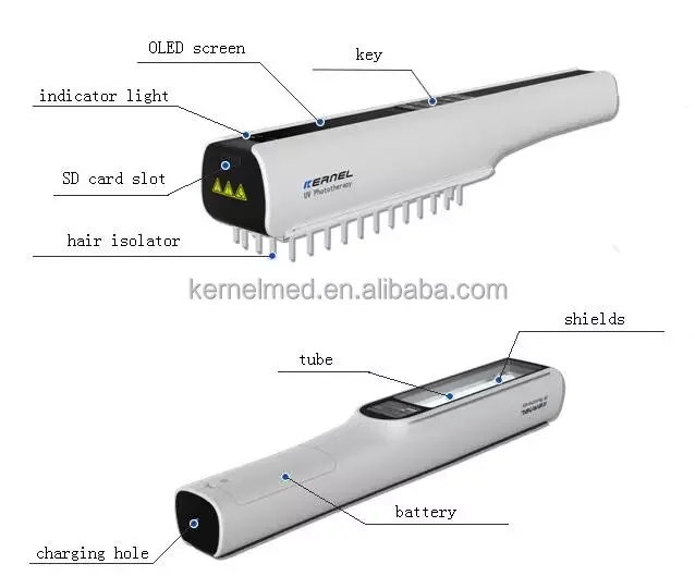 白斑治療用UVBランプ ミニポータブル乾癬LEDランプライト 311nm