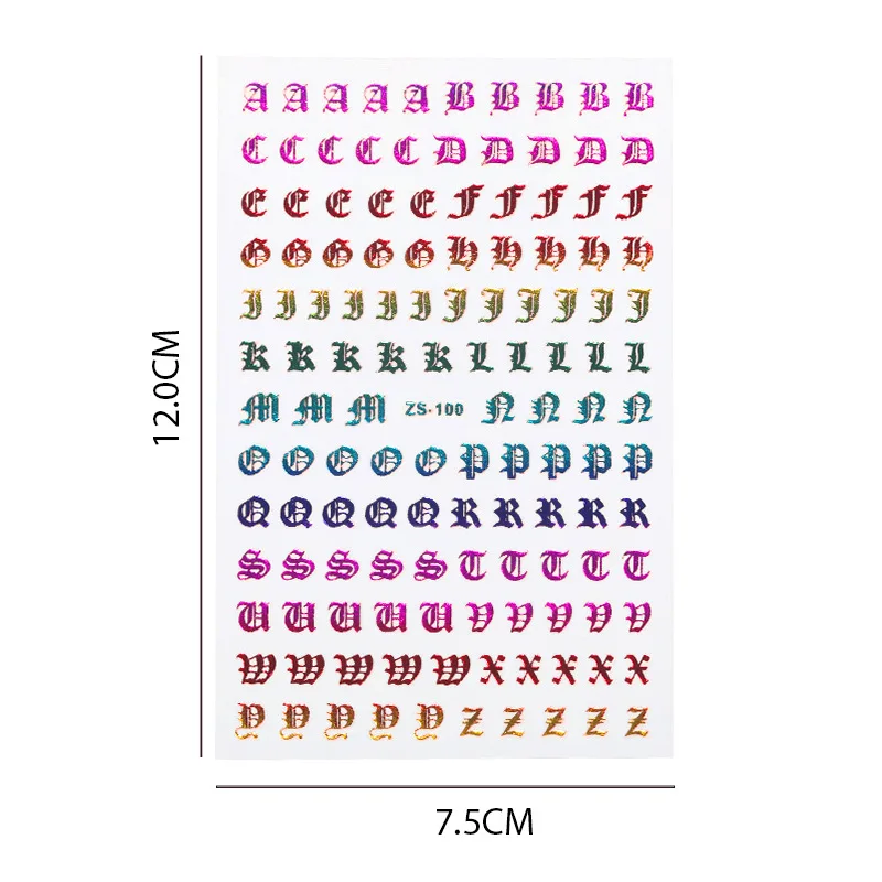 3D наклейки для ногтей розовые золотые белые серебряные буквы алфавита дизайн переводки украшения