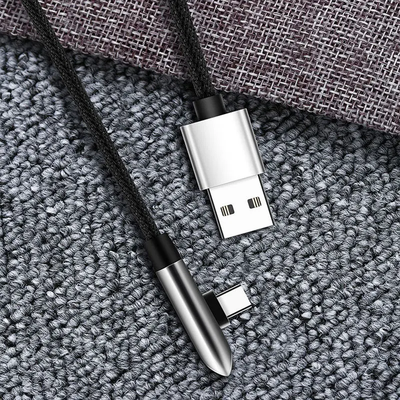For iPhone Nylon Braided 90 Degree Right Angle L Shape USB Charger Extension Cable