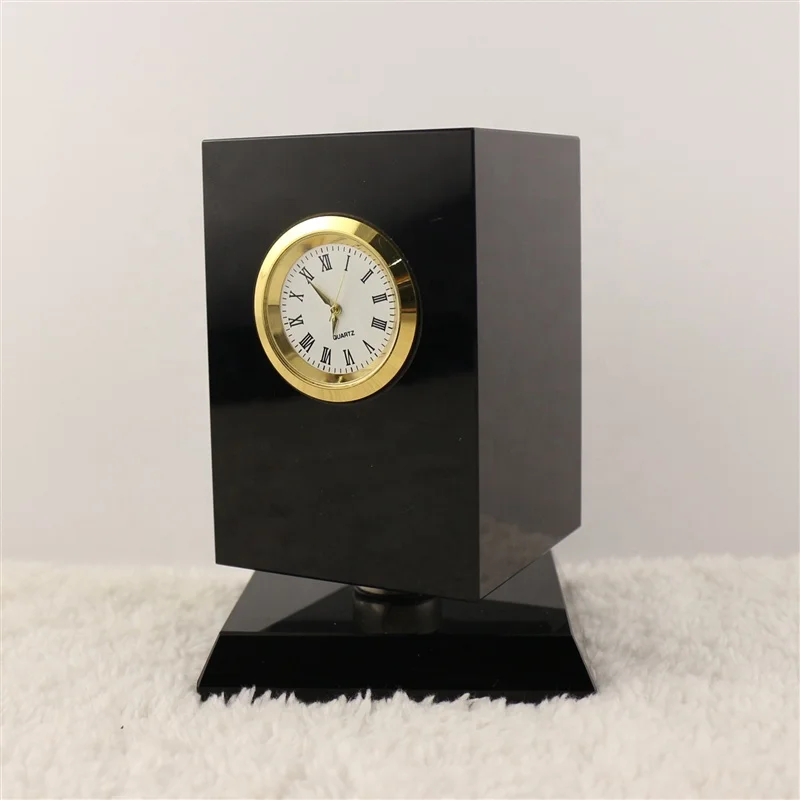 Фабричный изготовленный на заказ офисный Хрустальный держатель ручки черный вращающийся стеклянный держатель ручки с часами черный держатель ручки